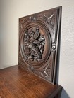 French Antique Black Forest Renaissance Oak Wood Wall Plaque Theme Bird