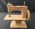 Vintage Singer Model 20 Toy Sewing Machine Handcrank Tan brown
