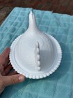 Vintage Indiana White Milk Glass Chicken Hen On Nest Covered Bowl Candy Dish 7   