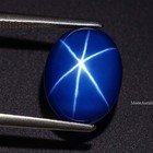 6 Rays Star Blue Sapphire Gemstone 13ct Oval Cut Rare Certified Cabochon Gems