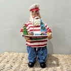 Paper M  ch   Santa Holding  Boat Ship Christmas Figure Holiday Presents 10   