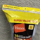Hanes Boxer Briefs Mens Large L 36-38 Blue 10 Pack Tagless Breathable Cotton