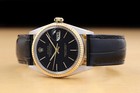 Rolex Datejust 16013 18k Yellow Gold Stainless Steel Black Leather Strap Watch