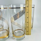 Set Of 4 Vtg Culver Highball Glasses 22k Gold Stripe Swirl Tumblers Mcm Barware