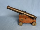 Vintage Bronze Black Powder Signal Cannon 13 5  Barrel On Custom Pegged Carriage