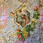 Large Antique Victorian Paper Lace Valentine Silver Gold Ribbon 10 X 9 5 Approx