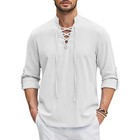 Men Medieval Renaissance Pirate Shirt Halloween Costume Gothic Viking Top Tee