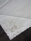 Vintage Embroidery Hankie Off White Handkerchief Needlework Hanky 1395