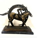 Rare Vintage Nib Set Of 11 Delaware Park Bronze   Marble Horse Statues New 
