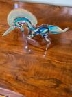 Vintage Murano Style Blue Unicorn Hand Blown Glass Figurine 7 5 x4 5 