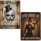 2 Pcs 12 X 8 Inch Halloween Clown Tin Sign  Terrifying Carnival Clown Metal