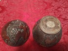 Hand Carved Or Turned Burl Wood World Globe Trinket Jewelry Box Collectible   