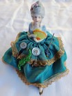 Antique Vintage Porcelain Lady Half Doll Pin Cushion 1920-1930s Vanity Decor