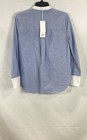 Veronica Beard Women s Carito Tuxedo Shirt Blue White Colorblock Button Up 0 Nwt