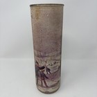 Vtg Currier   Ives Winter Pastime Sugar Coated Glass Pillar Candle 9 In Holiday