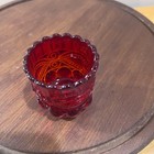 Vtg Ruby Red Eye Winker Toothpick Holder Glass Mid Century Modern Retro Decor