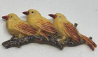 Vintage Celluloid Brooch With Three Yellow Birds Stamped Japan On Back C-clasp