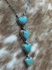 Native Navajo Handmade Sterling Silver Kingman Turquoise Lariat Necklace 18   