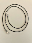 Silpada N2149 Black Leather Sterling Silver Crimped Bead Necklace 30  Long
