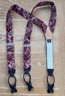 Turnbull   Asser Uk Silk Leather Paisley Adjustable Braces Suspenders Burgundy