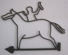Antique Old Hand Made Horse And Rider Frame Weather Vane
