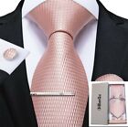 Dibangu Silk Tie Set Solid Pink Mens Necktie Pocket Square Cufflinks Wedding  C7