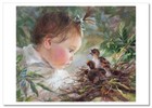 Pretty Little Girl Baby   Chicks Bird Kids Art Kathryn New Modern Postcard