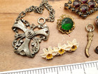 Vintage Antique Victorian Art Deco Craft Broken 10 Piece Jewelry Making Lot  6