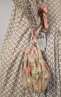Pristine Victorian 19th C Ombre Floral Silk Drawstring Bag For Dress