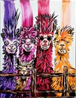 Audra Deane Original 11x14 Expressionist Colorful Alpacas Fence Painting Signed