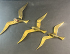 Set Of 3 Brass Seagulls Flying Birds Wall Hanging Mid Century Modern Mcm Vintage