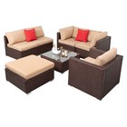7pc Outdoor Patio Furniture Set Sectional Sofa Pe Rattan Wicker Conversation Set