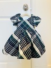 Janie And Jack Girls Plaid Fit   Flare Dress 6-12 Months Cap Sleeve V-neck Lined