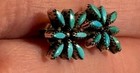 Vintage Zuni 8 Petit Point Turquoise Post pierced Sterling Silver Earrings