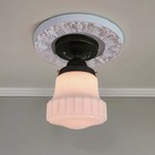 Antique Vintage 1930 s 40 s 50 s Glass Ceiling Light Brass Fixture Mushroom