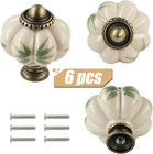 Ivory Pumpkin Knobs 6 Pack Ceramic Cabinet Knobs Vintage Drawer Pulls - Antique