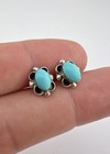 Vintage Navajo Sterling Silver Turquoise Oval Small Post Earrings