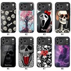 For Iphone 16 14 17 Pro Max 15 Customized Statement Skull Cover Glass Phone Case