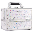 Makeup Train Case Cosmetic Box 2-tier Tray Jewelry Storage Organizer With Mirror