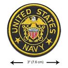 Us Navy Iron On Patch 3  Embroidered Applique United States Military Round Usa