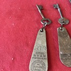 A12-vintage Antique  3  Hotel Motel Room Key Fobs With Skeleton Key 1920s-40   s