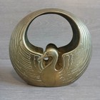 Vintage Solid Brass Art Deco Swan Crane Bird Planter Basket 
