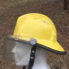 Vintage Fire Fighter Helmet With Faceshield   Chin Strap By Cairns   Bro 1969