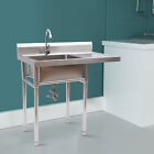 Commercial Utility Sink Stainless Steel Kitchen Table W Sink For Restaurant Bar