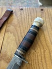 Vintage Aerial Cutlery Co Ww2 Hunting Knife With Stag Pommel   Leather Sheath