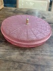 Vintage Plastic Crystal Candy Tray With Lid spins pink mid Century retro