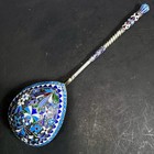 Huge Antique Russian 84 Silver Enamel Serving Spoon 