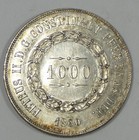 1860 Brazil Silver 1000 Reis Coin Prooflike Nice Brilliant Uncirculated Km  465