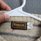 Vintage Repp Ltd Mens Striped Wool Blend Crewneck Sweater Beige Grey Size M Usa