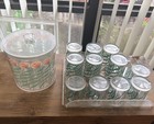 Hj Stotter 11 Vtg Carnation Plastic  acrylic Glasses  Tray   Ice Bucket 1960   s